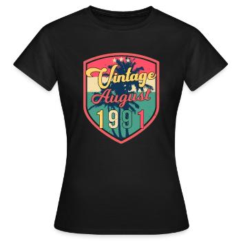 Vœux d’anniversaire pour août 1991 - T-shirt Femme - noir - Devant - AI Model Female 172 dark (172cm)