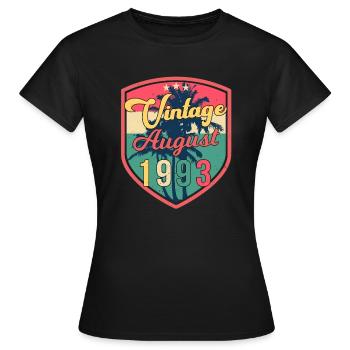 Vœux d’anniversaire pour août 1993 - T-shirt Femme - noir - Devant - AI Model Female 172 dark (172cm)