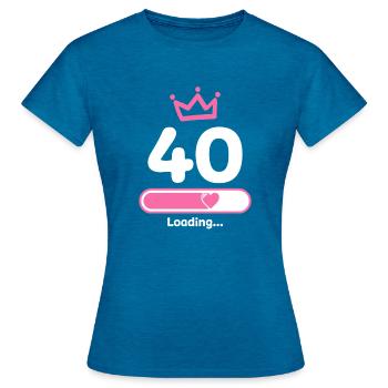 40 ans - T-shirt Femme - bleu saphir antique chiné - Devant - AI Model Female 172 dark (172cm)