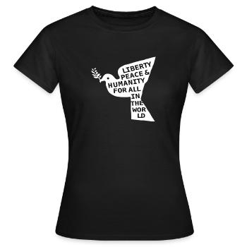 World Peace On Earth Conscious Humanity & Love - Women's T-Shirt - black - Front - AI Model Female 172 dark (172cm)