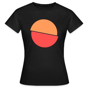 Geteilter Kringel Oranges Und Rotes Design - Frauen T-Shirt - Schwarz - Vorne - AI Model Female 172 dark (172cm)