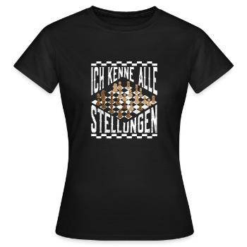 Ich kenne alle Stellungen Schachspiel König Schach - Frauen T-Shirt - Schwarz - Vorne - AI Model Female 172 dark (172cm)