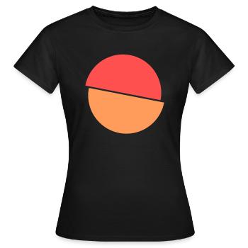 Geteilter Kringel Rotes Und Oranges Design - Frauen T-Shirt - Schwarz - Vorne - AI Model Female 172 dark (172cm)