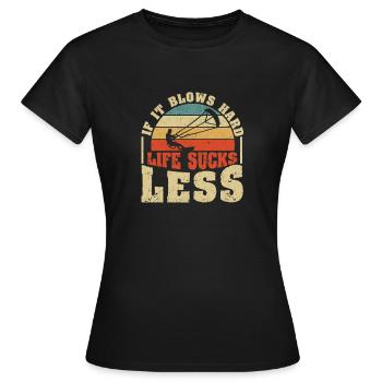 Wenn es heftig weht, ist das Leben ätzend weniger - Frauen T-Shirt - Schwarz - Vorne - AI Model Female 172 dark (172cm)
