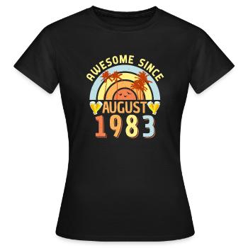 Vœux d’anniversaire pour août 1983 - T-shirt Femme - noir - Devant - AI Model Female 172 dark (172cm)