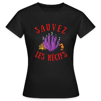 SAUVEZ LES RÉCIFS - T-shirt Femme - noir - Devant - AI Model Female 172 dark (172cm)