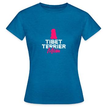 Maman Terrier Tibétain - T-shirt Femme - bleu saphir antique chiné - Devant - AI Model Female 172 dark (172cm)