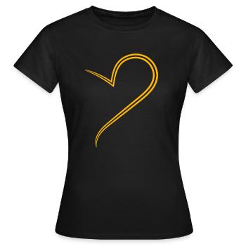 Simpeles Halbes Gelbes Herz - Frauen T-Shirt - Schwarz - Vorne - AI Model Female 172 dark (172cm)
