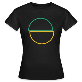 Halbe Kreise Grün Und Gelbes Design - Frauen T-Shirt - Schwarz - Vorne - AI Model Female 172 dark (172cm)