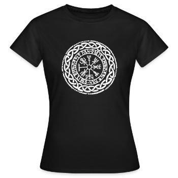 Viking symbol Nordic signs Celts Vegvisir - Women's T-Shirt - black - Front - AI Model Female 172 dark (172cm)