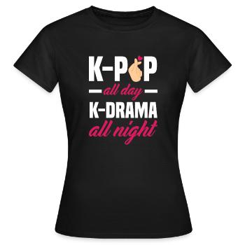 K-Pop K-Drama Musique pop coréenne - T-shirt Femme - noir - Devant - AI Model Female 172 dark (172cm)