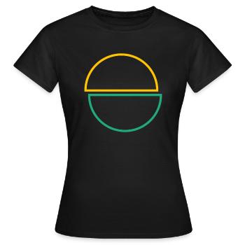 Halbe Kreise Gelbes Und Grünes Design - Frauen T-Shirt - Schwarz - Vorne - AI Model Female 172 dark (172cm)