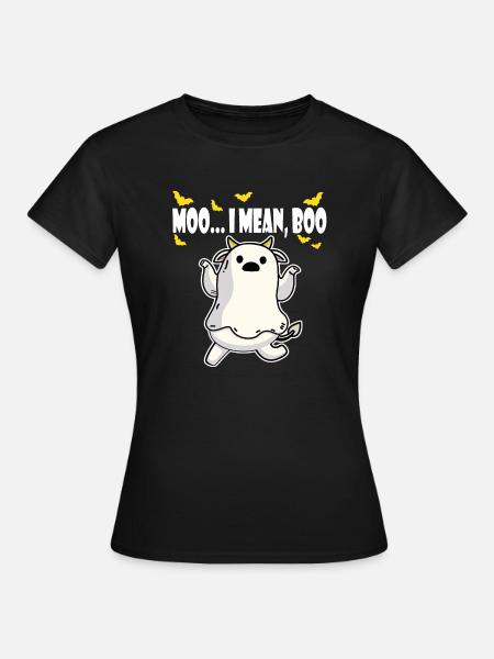 Ghost Cow Moo I Mean Boo Pumpkin Farmer Gift - Frauen T-Shirt - Schwarz