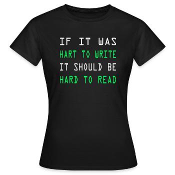 Computerarbeit Computerfreak Programmierung Coding - Frauen T-Shirt - Schwarz - Vorne - AI Model Female 172 dark (172cm)