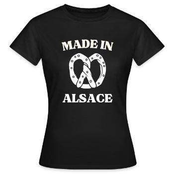 MADE IN ALSACE BRETZEL - T-shirt Femme - noir - Devant - AI Model Female 172 dark (172cm)