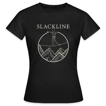 Slackline Slackline Vintage pour Slackliner - T-shirt Femme - noir - Devant - AI Model Female 172 dark (172cm)