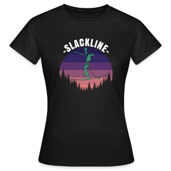 Slackline Slackline Vintage pour Slackliner - T-shirt Femme - noir - Devant - AI Model Female 172 dark (172cm)