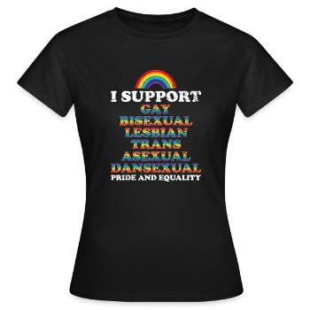 Je soutiens les droits des homosexuels - T-shirt Femme - noir - Devant - AI Model Female 172 dark (172cm)