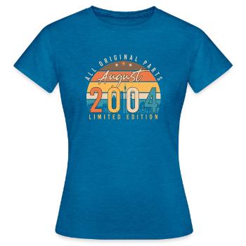 2004 In August finally 18. - Women's T-Shirt - antique blue sapphire heather - Front - AI Model Female 172 dark (172cm)