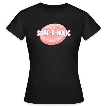 Fabrication de savon Artisanat Savon-A-Holic - T-shirt Femme - noir - Devant - AI Model Female 172 dark (172cm)