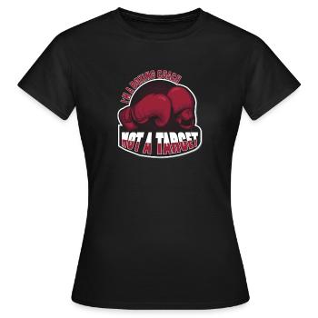 Boxtrainer Jab Cross Hook Uppercut Boxhandschuhe - Frauen T-Shirt - Schwarz - Vorne - AI Model Female 172 dark (172cm)