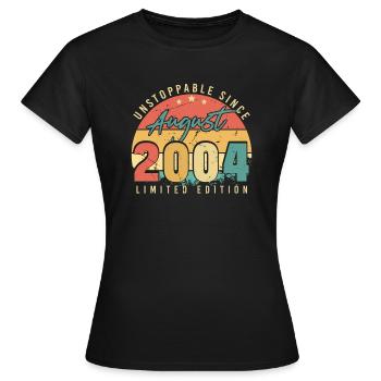 2004 Finally of legal age in August - Women's T-Shirt - black - Front - AI Model Female 172 dark (172cm)