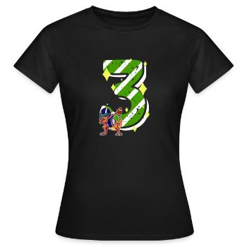 3 ans Dino American Football 3ème B-day Dab - T-shirt Femme - noir - Devant - AI Model Female 172 dark (172cm)