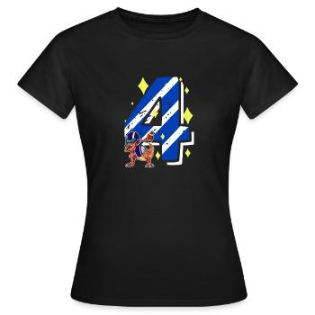 4 ans Dino American Football 4ème B-day Dab - T-shirt Femme - noir - Devant - AI Model Female 172 dark (172cm)