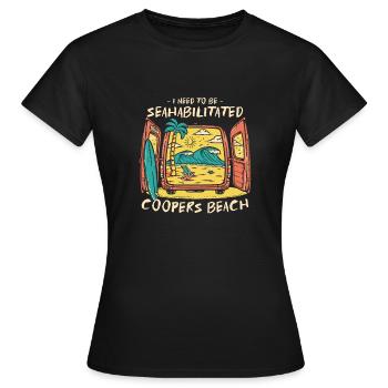 I Need To Be Seahabilitated Coopers Beach Summer - Women's T-Shirt - black - Front - AI Model Female 172 dark (172cm)