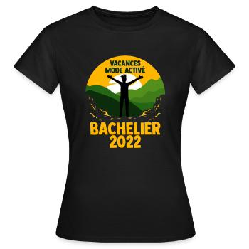 Bachelier 2022 Vacances Mode on Ideé Cadeau Humour - T-shirt Femme - noir - Devant - AI Model Female 172 dark (172cm)