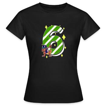 6 ans Dino American Football 6ème B-day Dab - T-shirt Femme - noir - Devant - AI Model Female 172 dark (172cm)