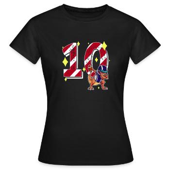 10 ans Dinosaure Football Américain 10ème B-day - T-shirt Femme - noir - Devant - AI Model Female 172 dark (172cm)