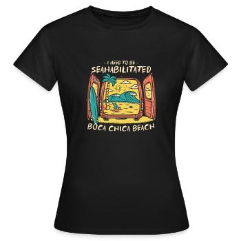 I Need To Be Seahabilitated Boca Chica Beach - Women's T-Shirt - black - Front - AI Model Female 172 dark (172cm)