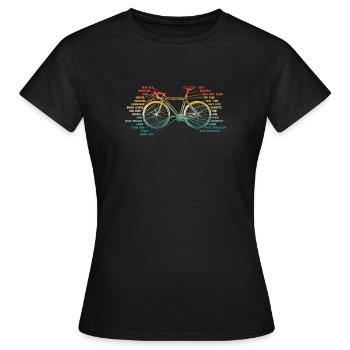 Fahrrad Biker Radfahren Anatomie Rennrad Teile Rad - Frauen T-Shirt - Schwarz - Vorne - AI Model Female 172 dark (172cm)