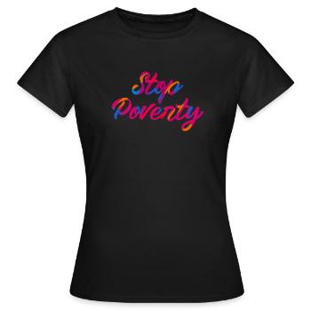 Stop à la pauvreté Citation Période Misère Slogan Argent - T-shirt Femme - noir - Devant - AI Model Female 172 dark (172cm)