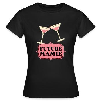 FUTURE MAMIE VINTAGE RÉTRO - Annonce Grossesse - T-shirt Femme - noir - Devant - AI Model Female 172 dark (172cm)