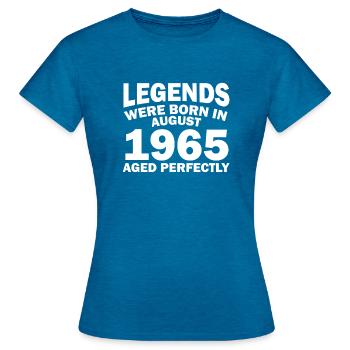 57e anniversaire Naissance en août 1965 Idée cadeau - T-shirt Femme - bleu saphir antique chiné - Devant - AI Model Female 172 dark (172cm)