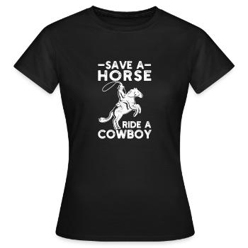 Drôle d’équitation Cavalier en toute sécurité un cheval - T-shirt Femme - noir - Devant - AI Model Female 172 dark (172cm)