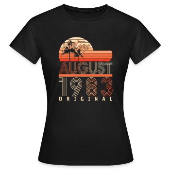 Vœux d’anniversaire pour août 1983 - T-shirt Femme - noir - Devant - AI Model Female 172 dark (172cm)