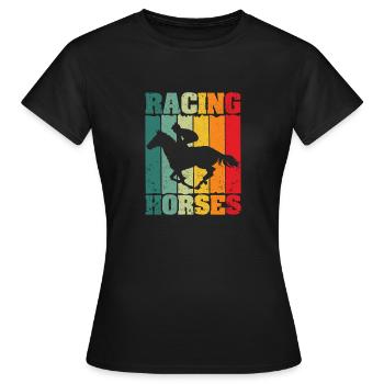 Rennpferde Grand Horse National Wild Running - Frauen T-Shirt - Schwarz - Vorne - AI Model Female 172 dark (172cm)