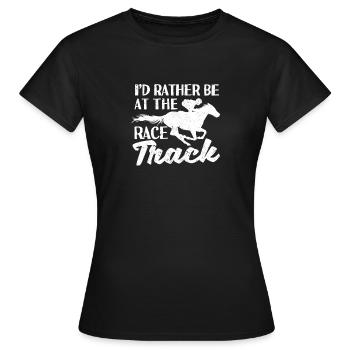 Drôle de derby de courses de chevaux je préférerais être à la course - T-shirt Femme - noir - Devant - AI Model Female 172 dark (172cm)