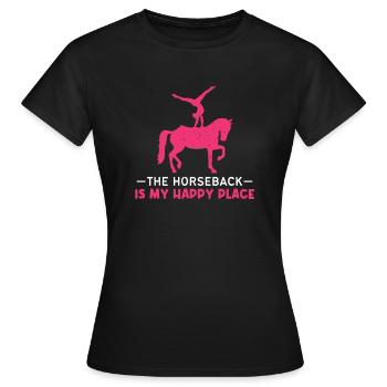 Voûter le cheval est mon endroit heureux - T-shirt Femme - noir - Devant - AI Model Female 172 dark (172cm)