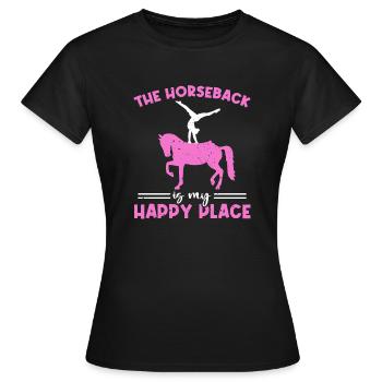 Voûter le cheval est mon endroit heureux - T-shirt Femme - noir - Devant - AI Model Female 172 dark (172cm)