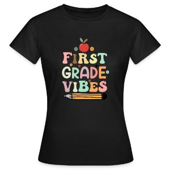 First Grade Vibes 1st Grade Retro Back To School - Women's T-Shirt - black - Front - AI Model Female 172 dark (172cm)