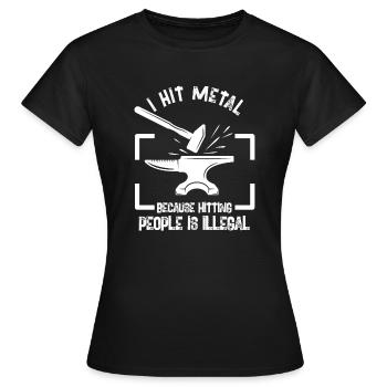 Je frappe du metal parce que frapper des gens est illégal - T-shirt Femme - noir - Devant - AI Model Female 172 dark (172cm)