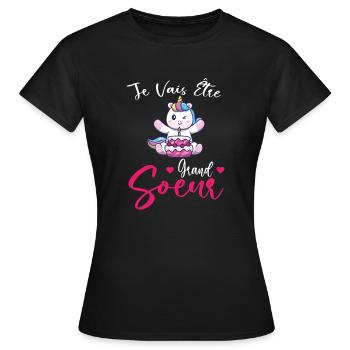 Je Vais Être Grand Soeur - T-shirt Femme - noir - Devant - AI Model Female 172 dark (172cm)