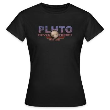 N’oubliez jamais Pluto Design Retro Style Funny Space - T-shirt Femme - noir - Devant - AI Model Female 172 dark (172cm)