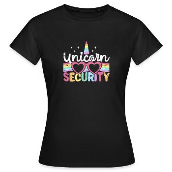 Drôle de costume Police Garde de sécurité Licornes - T-shirt Femme - noir - Devant - AI Model Female 172 dark (172cm)