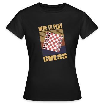 Here To Play Chess Retro Vintage Design T-Shirt - Frauen T-Shirt - Schwarz - Vorne - AI Model Female 172 dark (172cm)