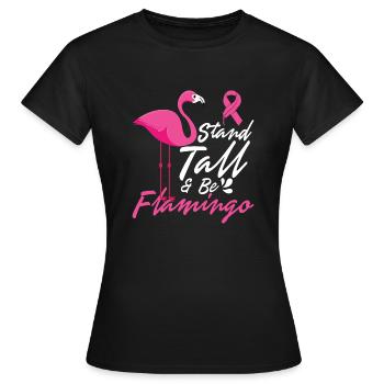 Rosa Flamingos AIDS Bewusstsein, AIDS Schleife - Frauen T-Shirt - Schwarz - Vorne - AI Model Female 172 dark (172cm)